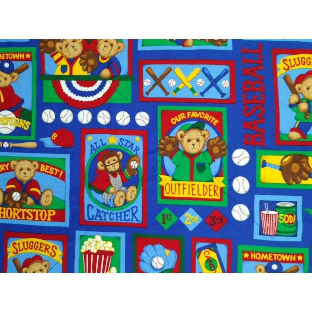 Baby Blanket Teddy Bears Baseball Bed Spread Throw New Handmade 2 Layers Church
